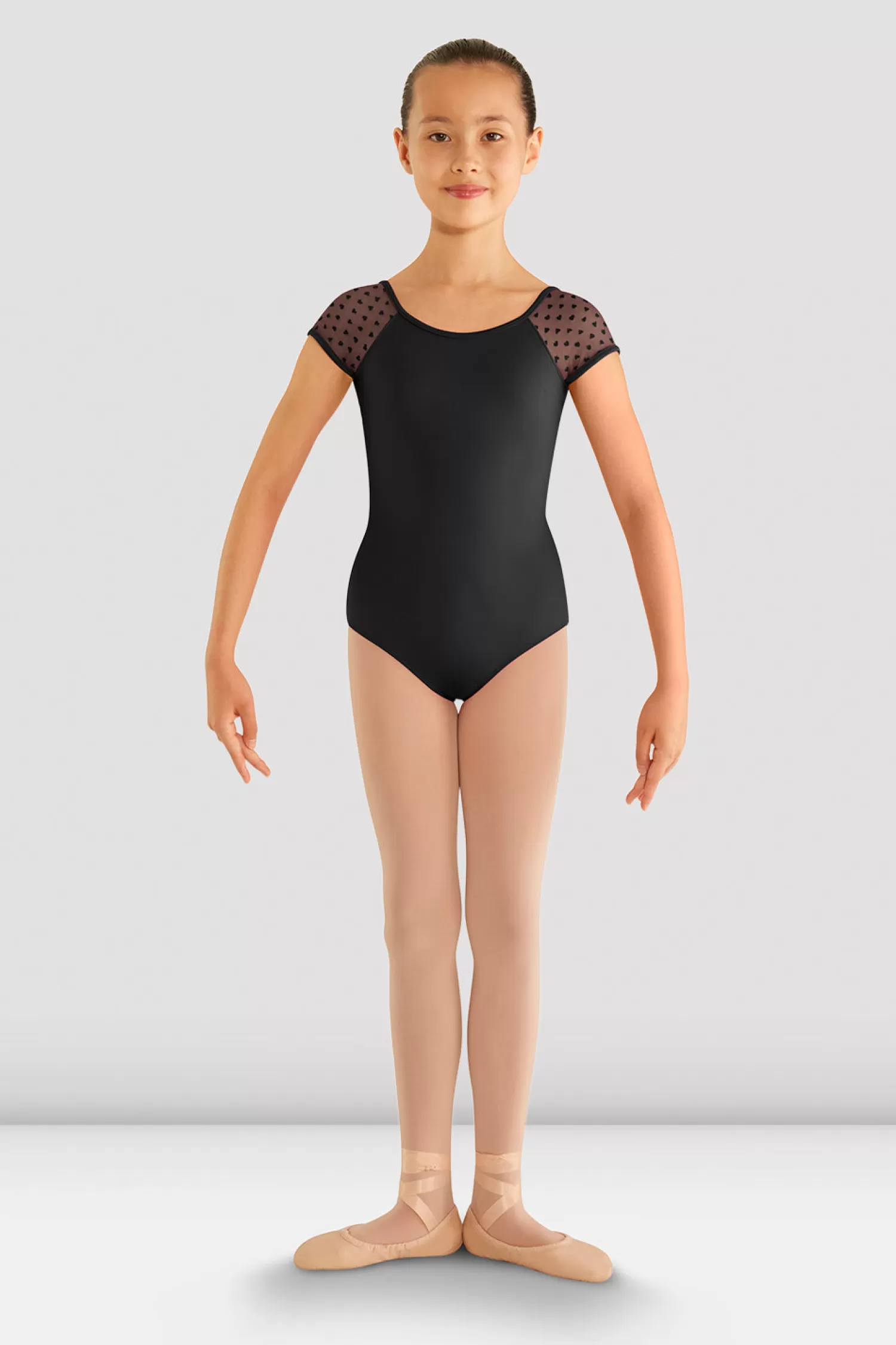 Bloch Girls Heart Mesh Cap Sleeve Leotard^ Leotards