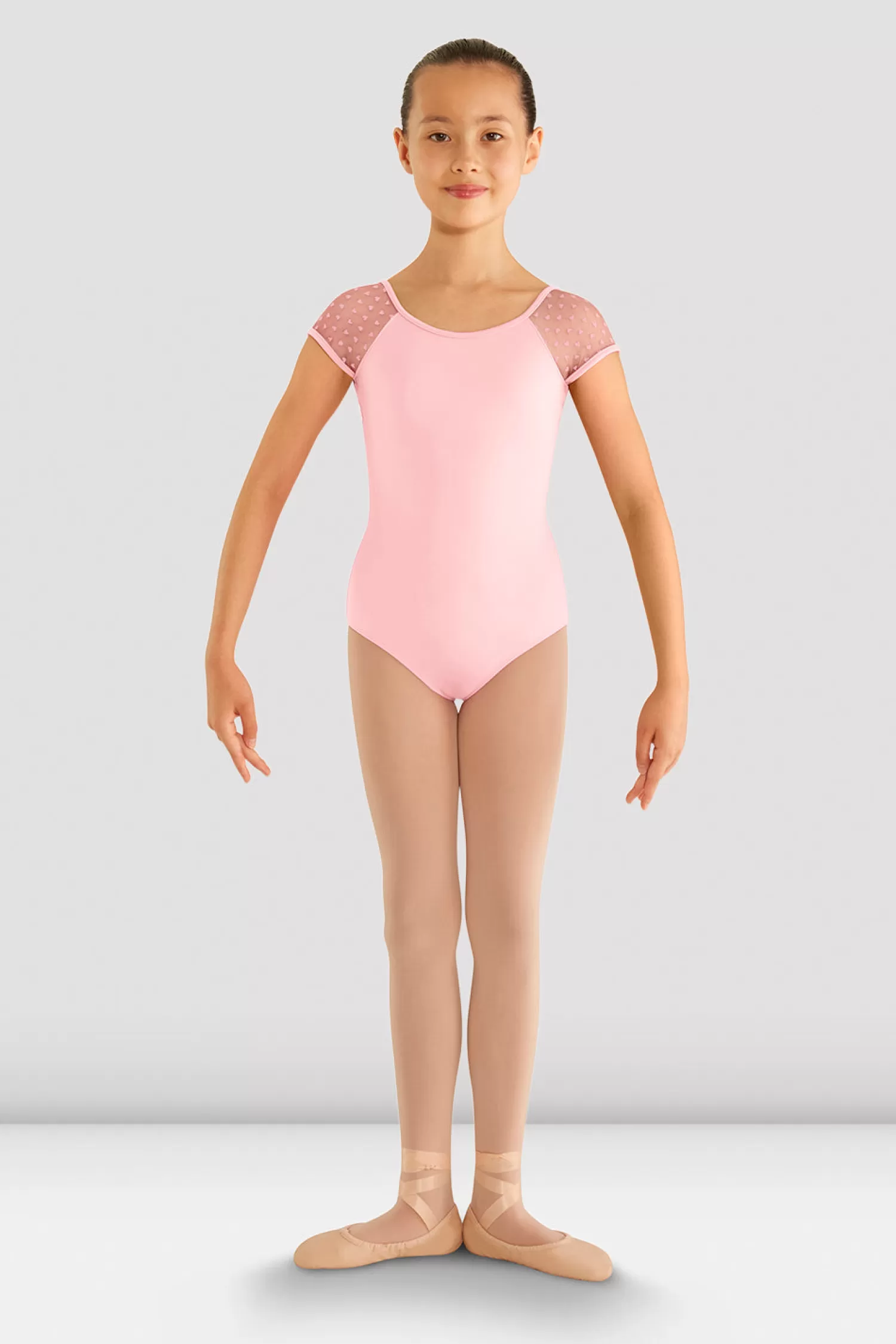 Bloch Girls Heart Mesh Cap Sleeve Leotard^ Leotards