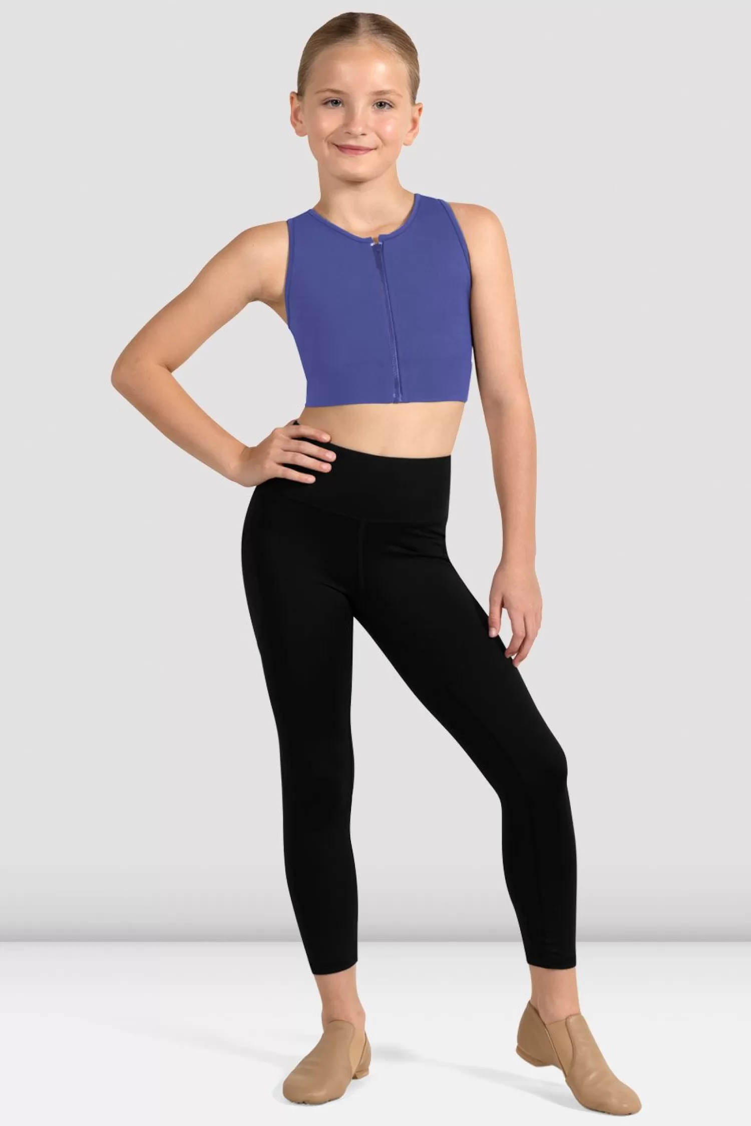 Bloch Girls Shan Zip Front Crop Top^ Tops | Girls Bloch Petite Fleurs Collection