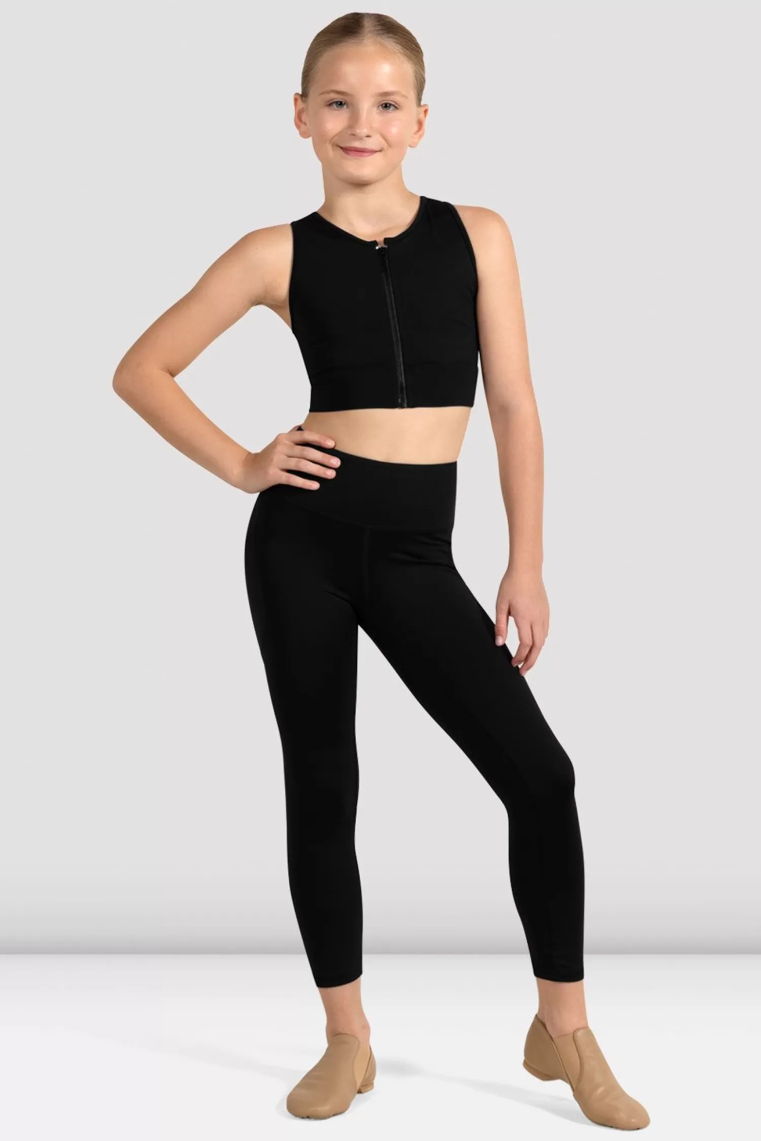 Bloch Girls Shan Zip Front Crop Top^ Tops | Girls Bloch Petite Fleurs Collection